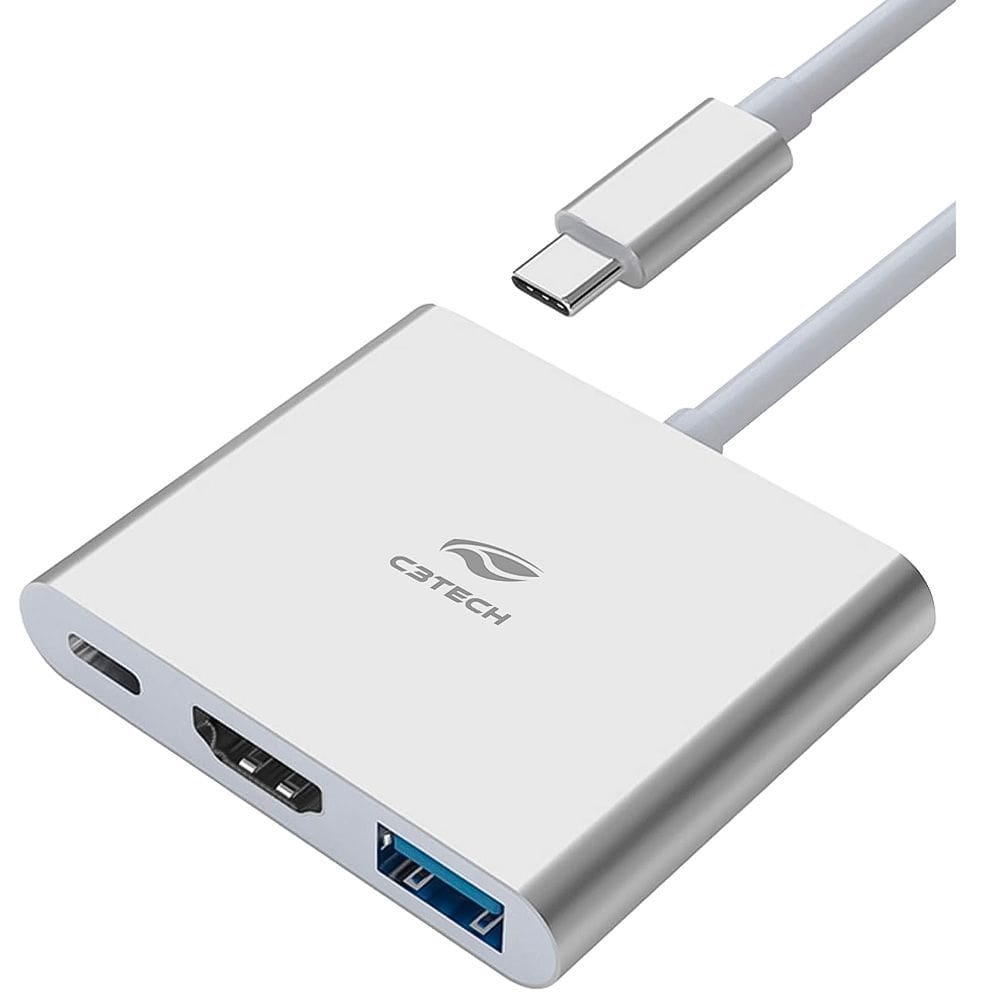 HUB USB-C 3.0, Com 3 Portas, Saída HDMI 4K 30Hz HU-D10SI, C3tech - Prata