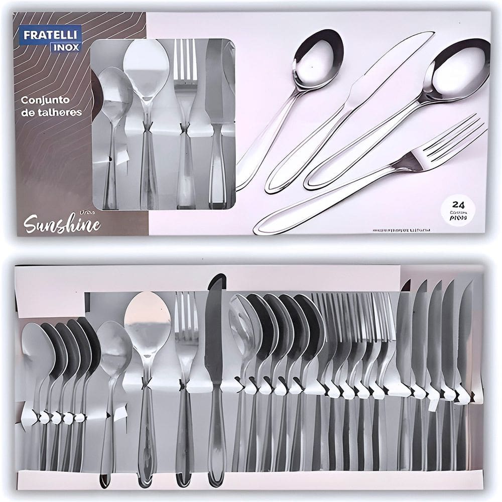 Conjunto De Talheres Inox Faqueiro Elegante 24 Peças Premium