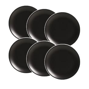 Conjunto de 6 Pratos Sobremesa de Cerâmica Preto Acetinado 21cm - Alleanza
