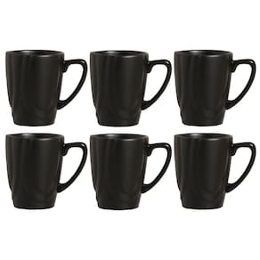 Conjunto de 6 Canecas em Cerâmica Preto Acetinado 280ml - Alleanza