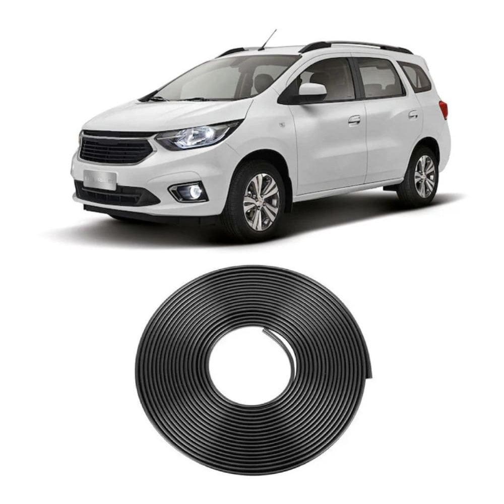 Borracha Protetora Borda Porta Preta Spin 4 Portas 10m Mini [F103]