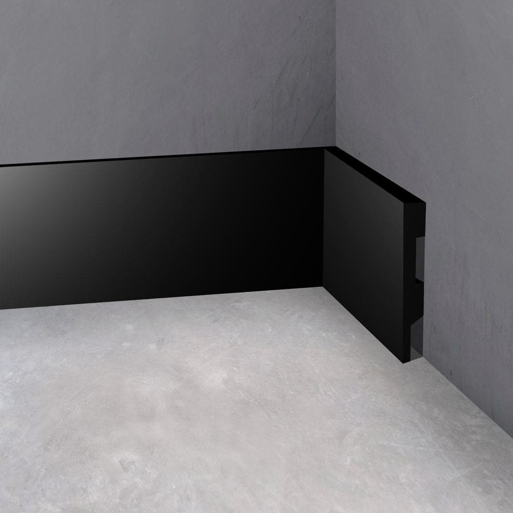 Kit 20 Barras Rodapé Poliestireno 10cm Liso Preto 2m RM Decor