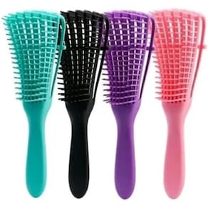 Escova Polvo para Cabelos Cacheados e Crespos Desembaraçadora Anti-Quebra 8 Pontas Flexíveis Pente Dedoliss - PANAMI