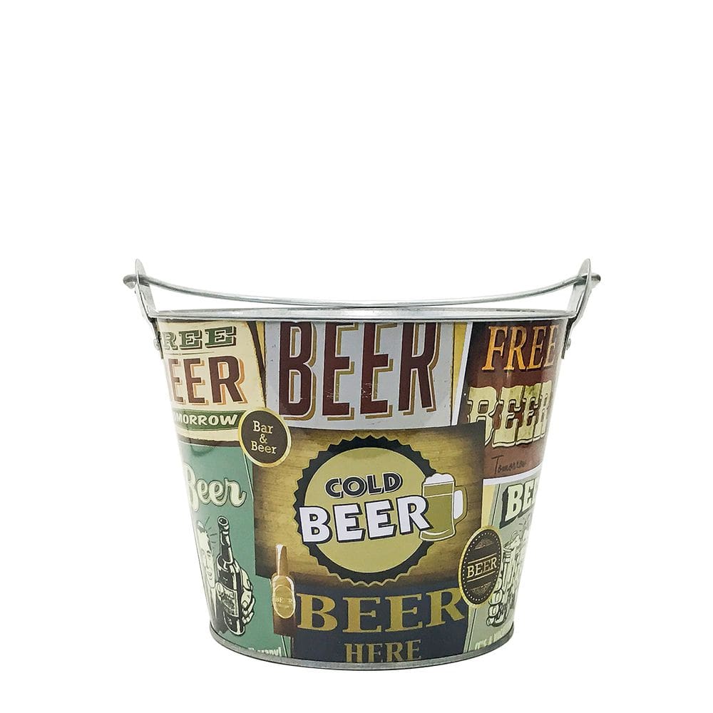 Balde De Metal Para Cerveja Estampado Com Abridor Na Lateral 4.8 Litros