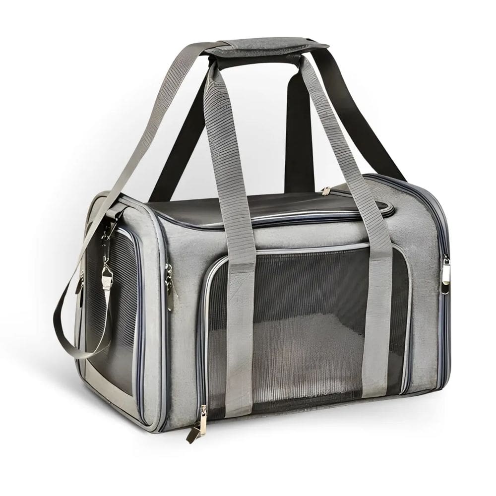 Bolsa De Viagem Transporte Pet Cães Gato  Avião Carro Cinza