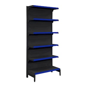 Gôndola Prateleira Preta 6 Níveis 40x30 New Plus 2,00 Parede Inicial pe Azul - Sa Gôndolas
