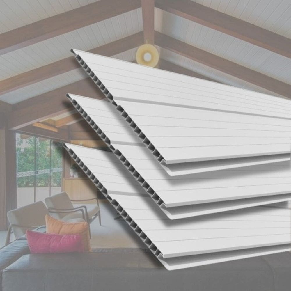 Kit 30 Caixas com 180 M² Forro de Pvc 8mm X 20cm X 3m Permatti Branco