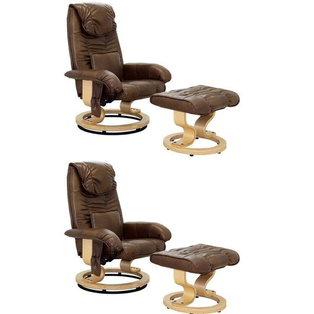 Conjunto com 2 Poltronas de Massagem com Apoio para Pés Louisiana Marrom