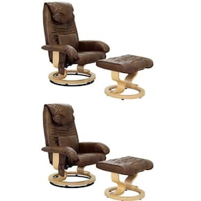 Conjunto com 2 Poltronas de Massagem com Apoio para Pés Louisiana Marrom