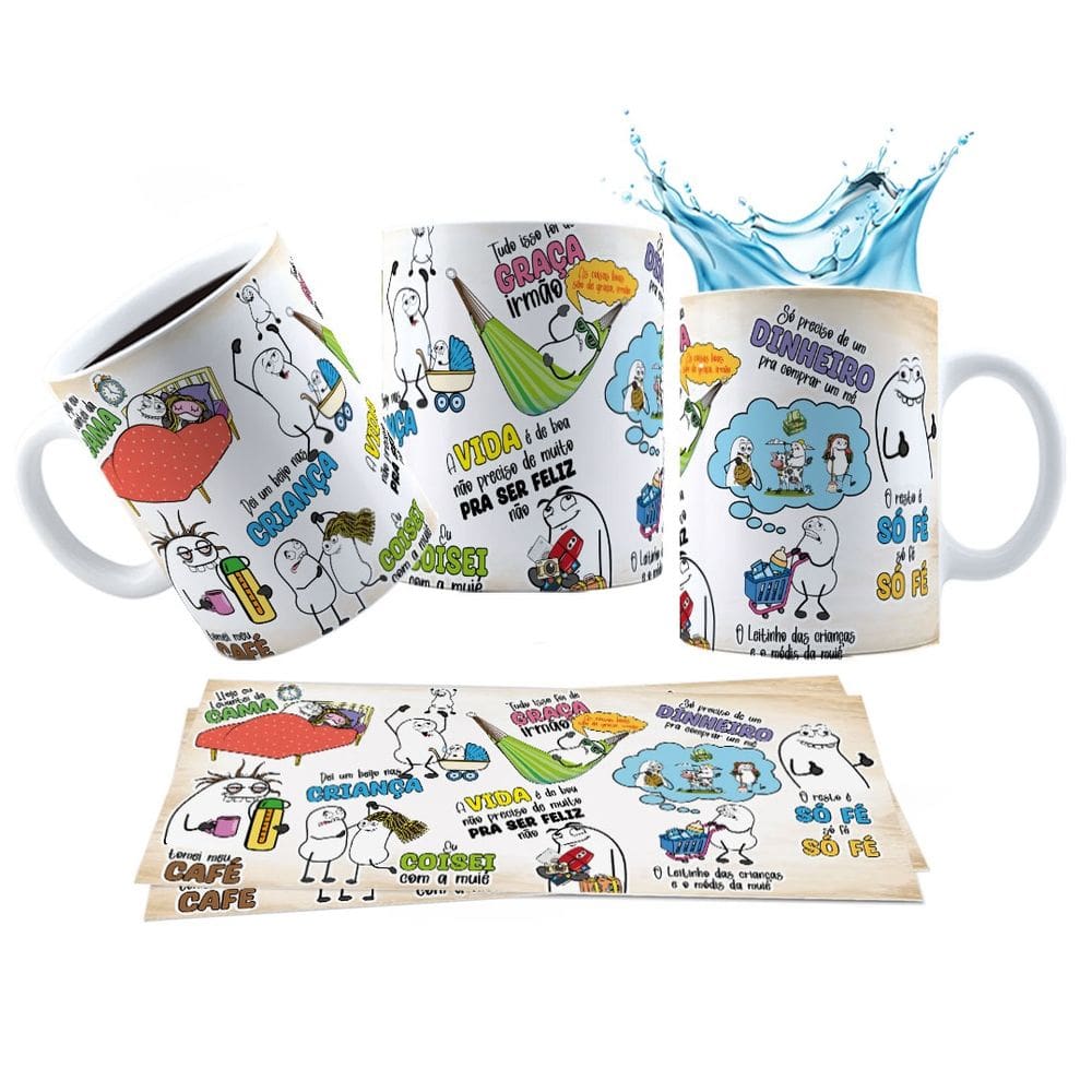 Caneca 325ml Grelo Só Fé, Hoje eu levantei da cama, tomei