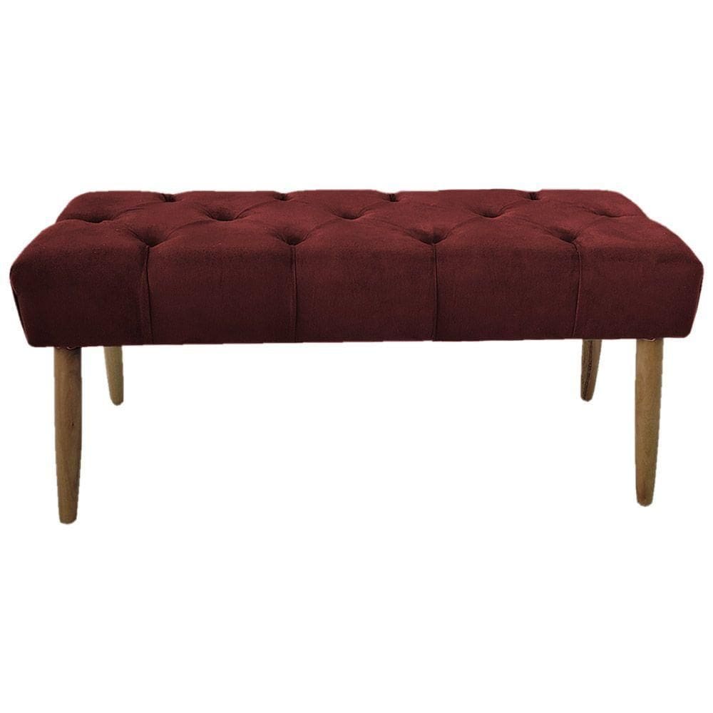 Banco Estofado Jade 120xcm Suede Vinho - Majú Decor