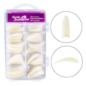 Tips Unhas Postiças Stiletto Média Arte Sedução 100 Unidades