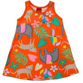 Vestido Regata Laranja Kyly Infantil Menina Estampa Tropical