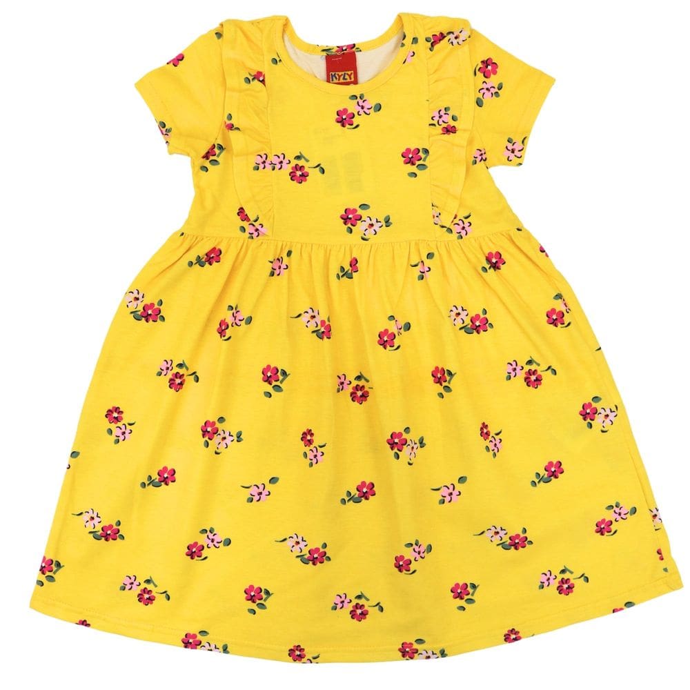 Vestido de Verão Kyly Menina Amarelo com Florzinhas Infantil