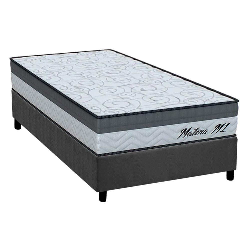 Conjunto Box Solteiro: Colchão Anatômico Orthoflex D33 / Matera ML + Base CRC Suede Gray(88x188)