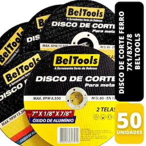 Kit 50 Disco de Corte Ferro 7x1/8x7/8 Beltools