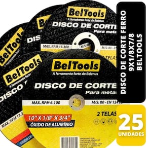 Kit 25 Disco de Corte Ferro 9x1/8x7/8 Beltools