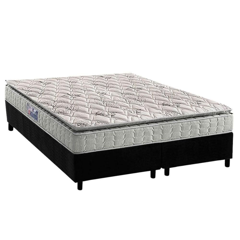 Conjunto Box Queen: Colchão Espuma Anjos D33 Orthosono One Face + Base CRC Suede Black(158x198)