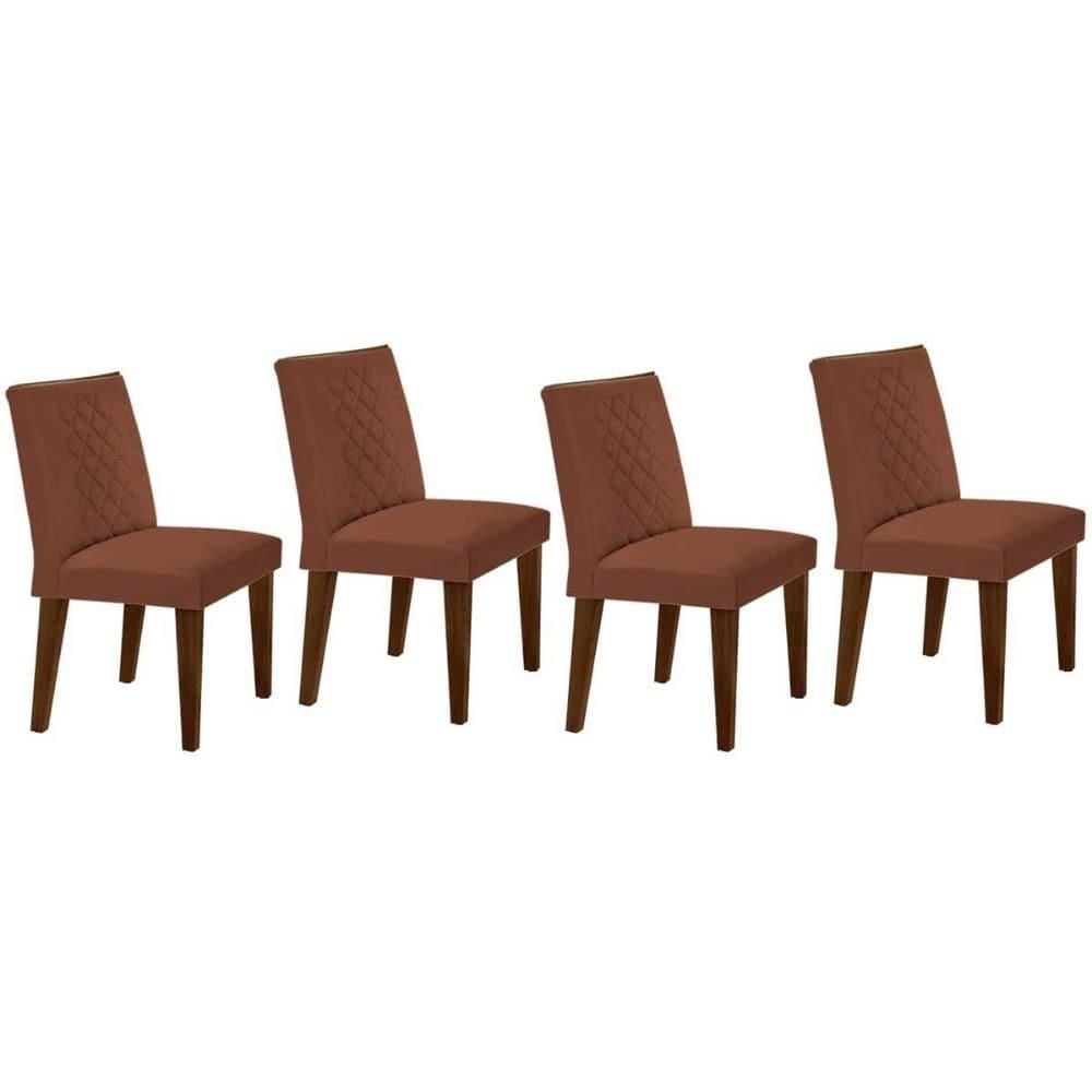 Cadeira Sala de Jantar Jade Madeira Kit 4 Un Capuccino - Veludo Marrom - Rufato