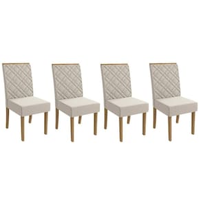 Cadeira Sala de Jantar 2CAD149FR Kit 4 Un Freijó - Assento/Encosto Linho Caqui A040 - Kappesberg
