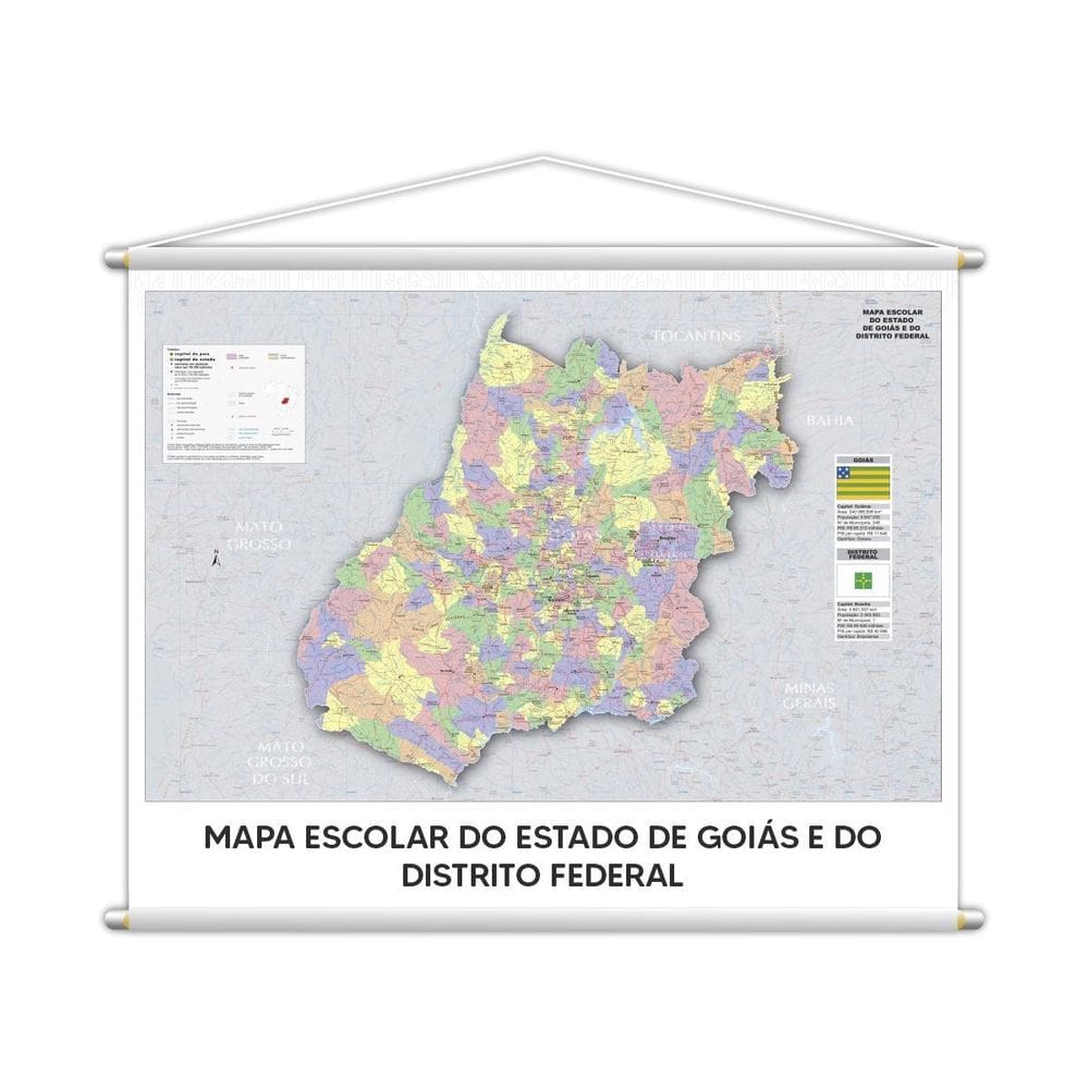 Banner Mapa Escolar De Goiás E Distrito Federal 130X100Cm