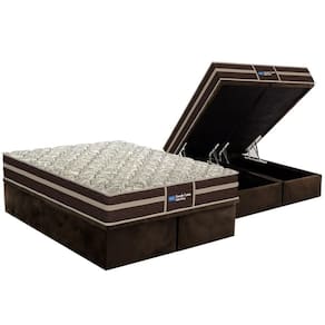 Cama Box Baú King: Colchão Ortopédico Probel Wood Guarda Costa Extra Firme Brown + Base CRC Suede Brown(193x203)