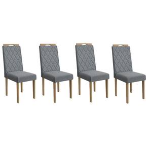 Cadeira Sala de Jantar 2CAD153EA Kit 4 Un Eucalipto Assento/Encosto Linho Cinza A018 - Kappesberg