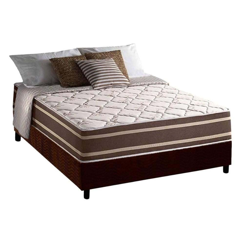 Conjunto Box Viúva: Colchão Molas Anjos Superlastic Duo Sono Double Face + Base CRC Suede Brown(128x188)