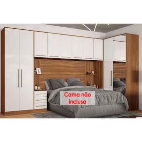 Quarto Casal Modulado Irlanda 7 Peças (3 Armários + 1 Ponte Aérea + 3 Complementos) QCM158 Amendola/Branco - Demóbile