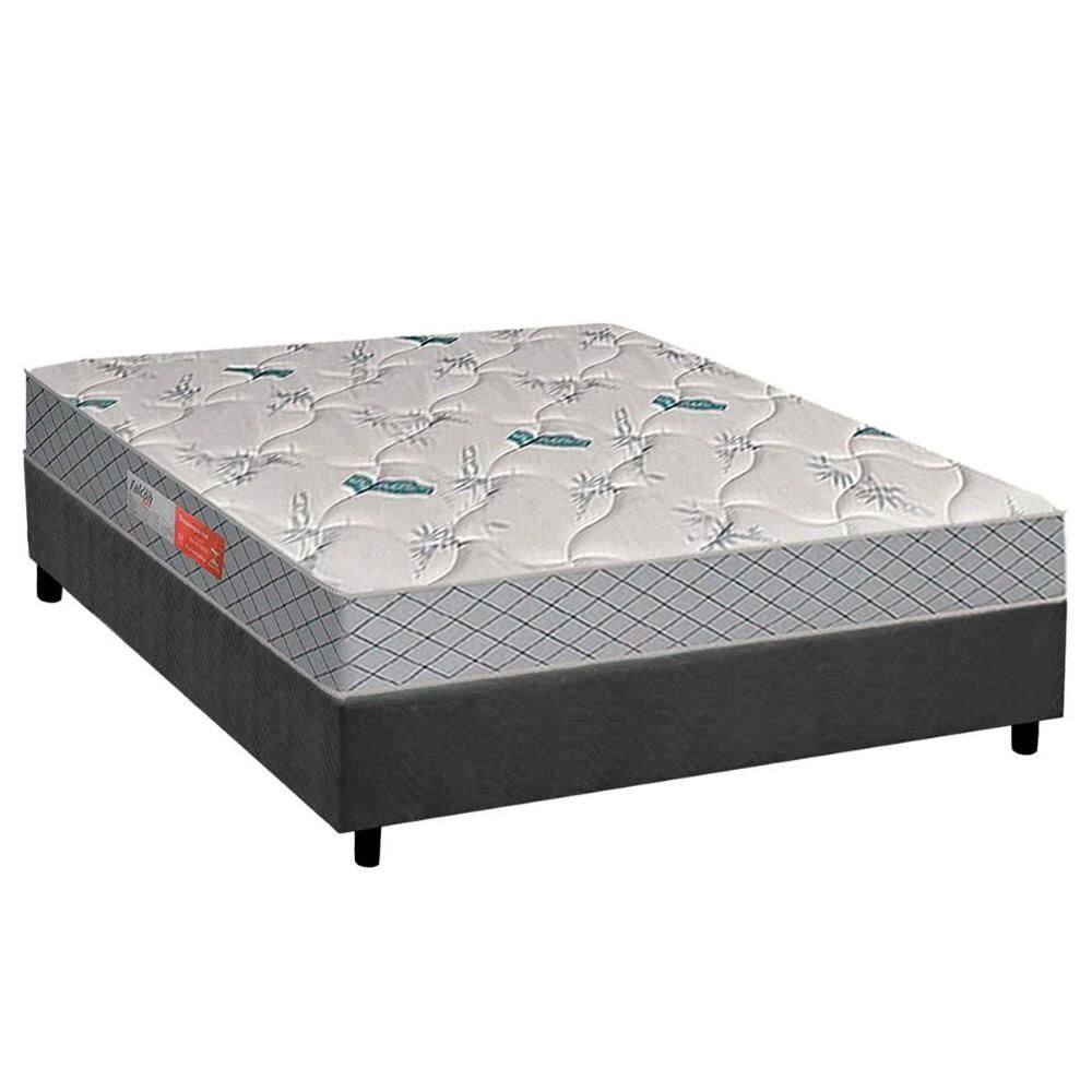 Conjunto Box Casal: Colchão Espuma Plumatex D26 Falcon Firme + Base CRC Suede Gray(138x188)