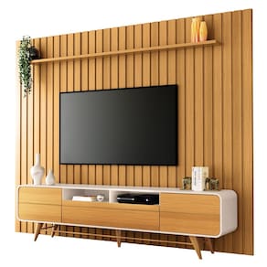 Painel TV 85 Pol One e Bancada Áureo H01 Off/Cinamomo - Mpozenato