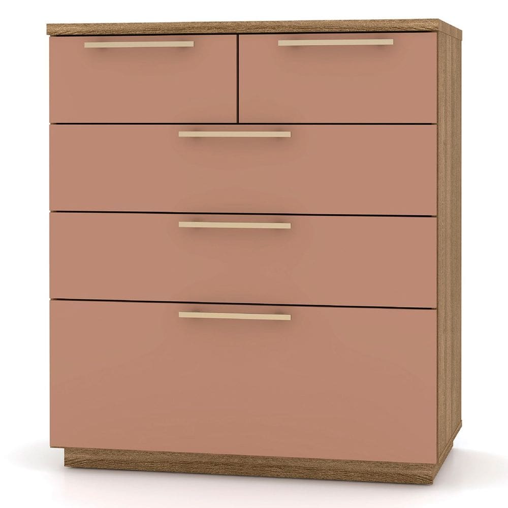Cômoda para Quarto 5 Gavetas 90cm Dubai Nature/Camarim - VLR MÓVEIS