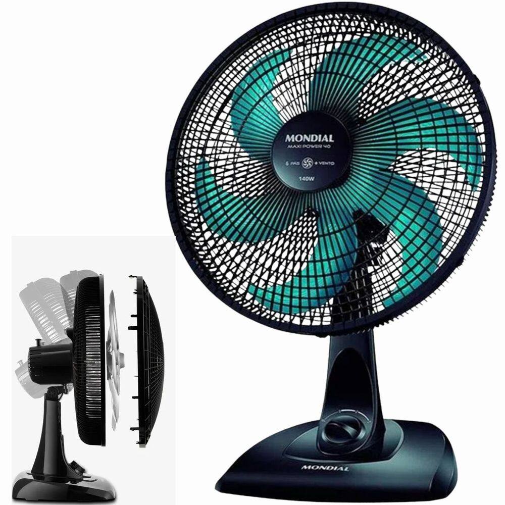 Ventilador De Mesa Mondial 6 Pás 140w Vsp-40-ap Preto -127v