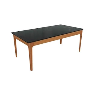 Mesa de Sala Jantar Mira Madeira Maciça c/Tampo Madeirado c/ Vidro 90x160cm Carvalho/Preto fosco/Vidro preto - Kappesberg