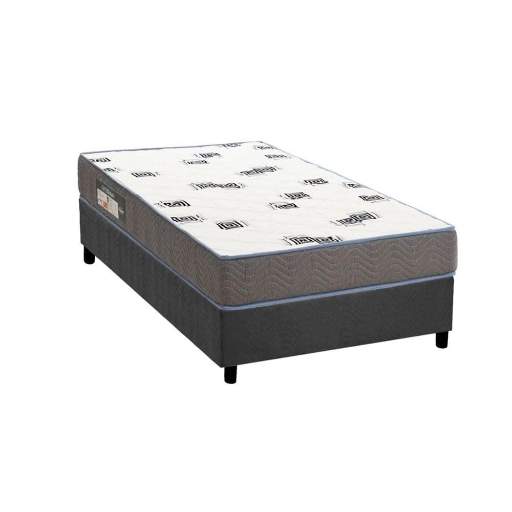 Conjunto Box Solteiro: Colchão Espuma Ortobom D33 Light Saúde + Base CRC Suede Gray(88x188)