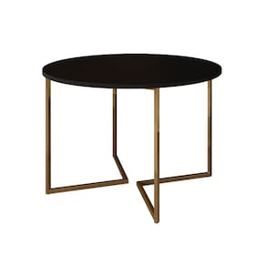 Mesa de Jantar Industrial Redonda Preta 110cm Base V Dourada