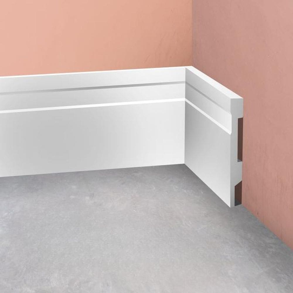 Rodapé Poliestireno 15cm Frisado Branco 1m RM Decor