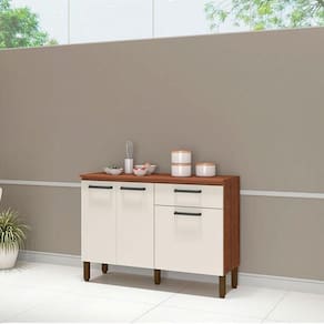 Balcão De Cozinha Ambiente Versalhes Nogueira Off White - Kits Paraná
