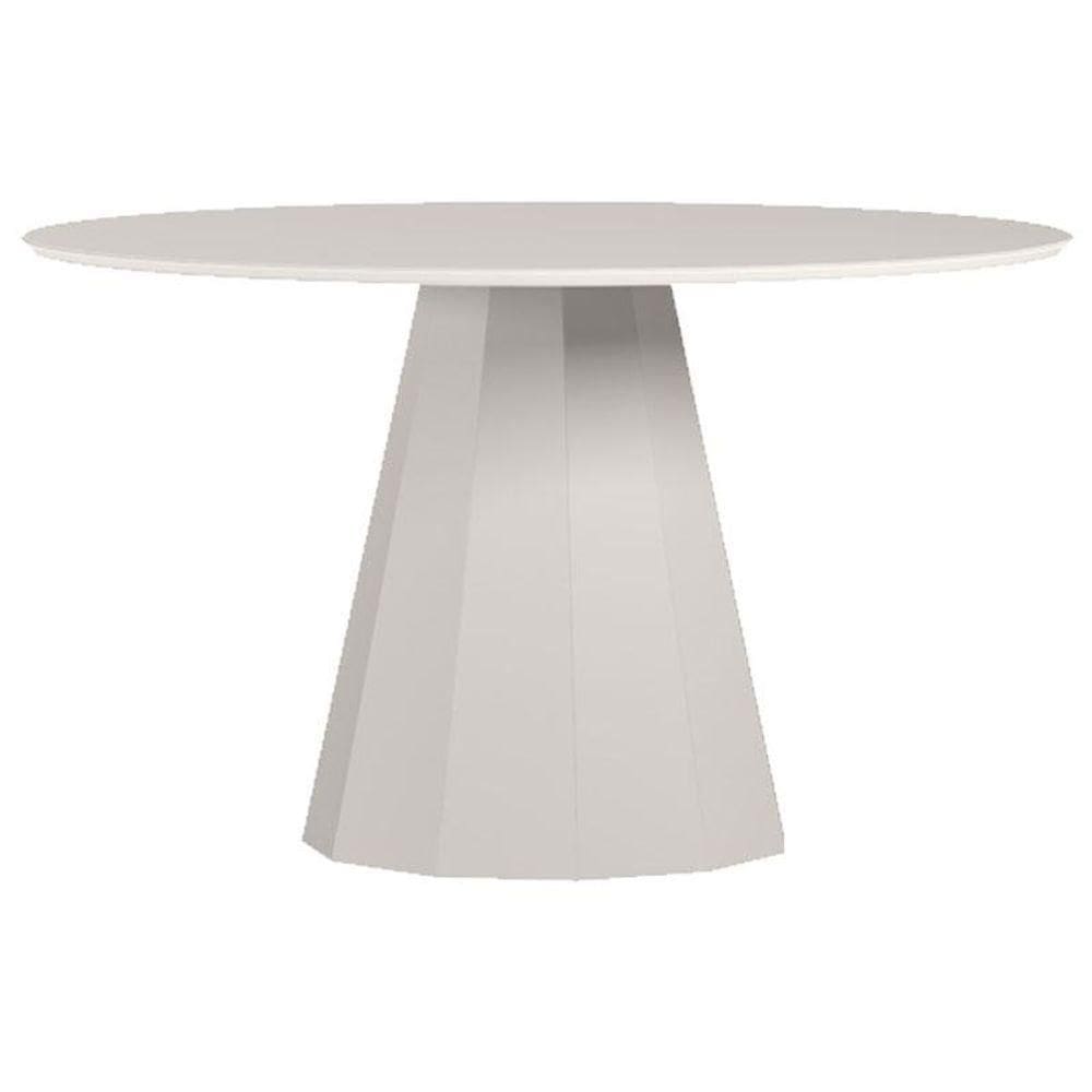 Mesa De Jantar 135x135 Cm Isis Com Vidro Off White - New Ceval