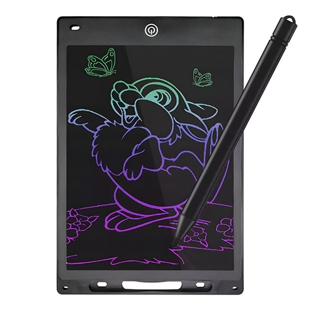 Lousa Mágica Digital Lcd Preta De 12" Desenhe E Anote Botão De Apagar Tablet Desenho