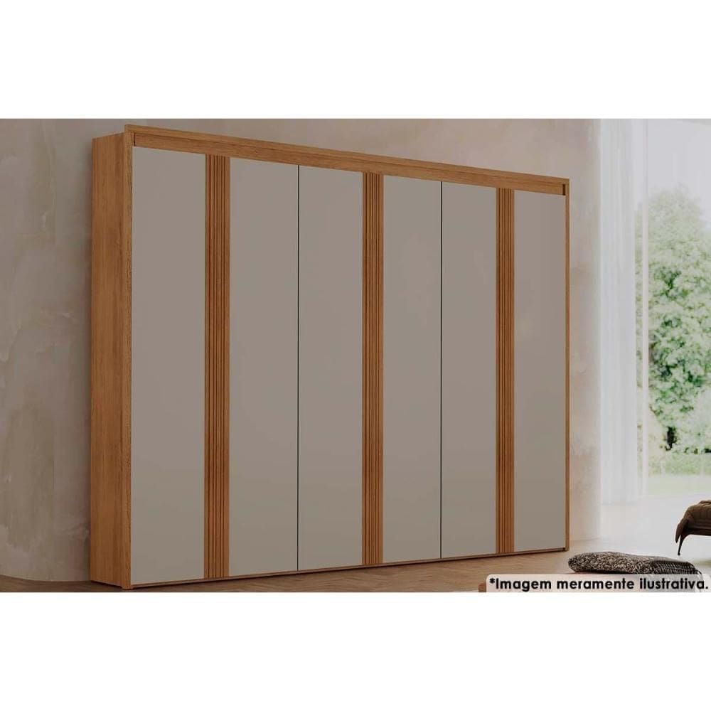 Guarda Roupa Casal 6 Portas e 6 Gavetas Apolo Naturale Off White - Rufato