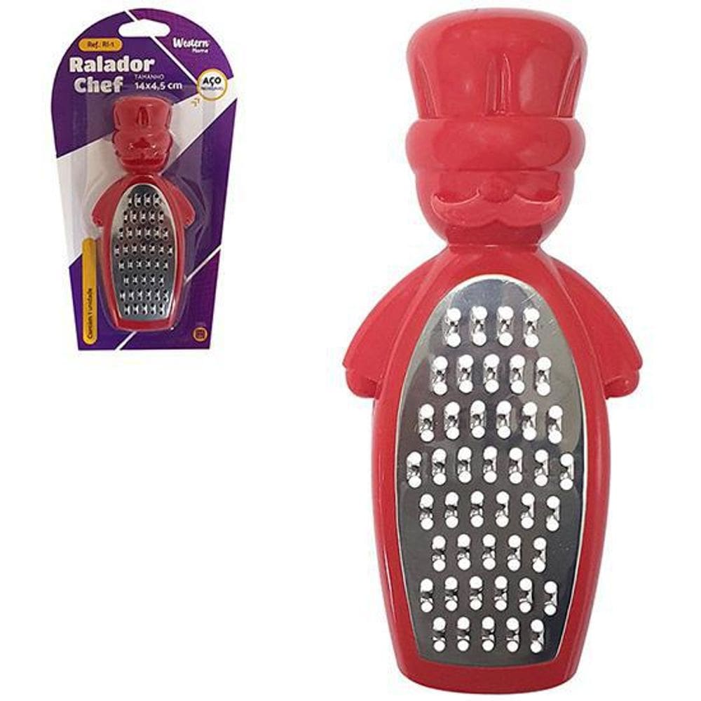 Ralador De Inox 1 Face Chef 14X4,5Cm Na Cartela Vermelho