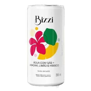 Água Gaseificada Abacaxi, Limão E Hibisco Sem Açúcar Bizzi