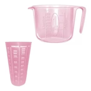 Jarra Medidor 1 Litro + Copo Medidor Multiuso 500 Ml Rosa