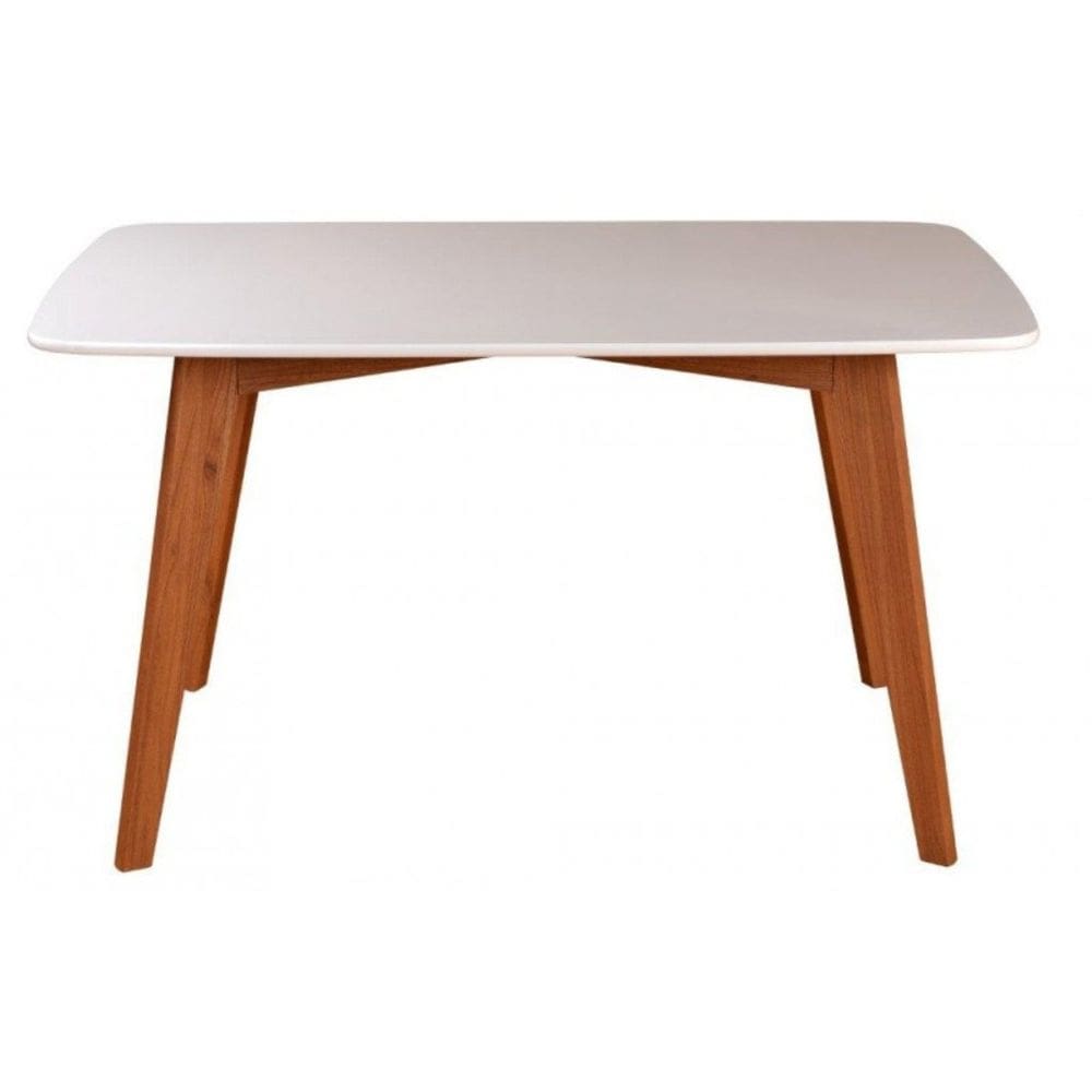 Mesa Retangular de Madeira e Mdf 135 X 80 Cm Branco/Freijó