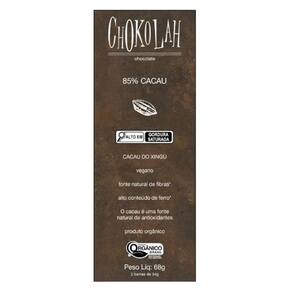 Chocolate 85% Cacau Açúcar Demerara Orgânico Chokolah 68G