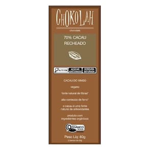 Chocolate 70% Cacau Recheado Orgânico Chokolah 80G