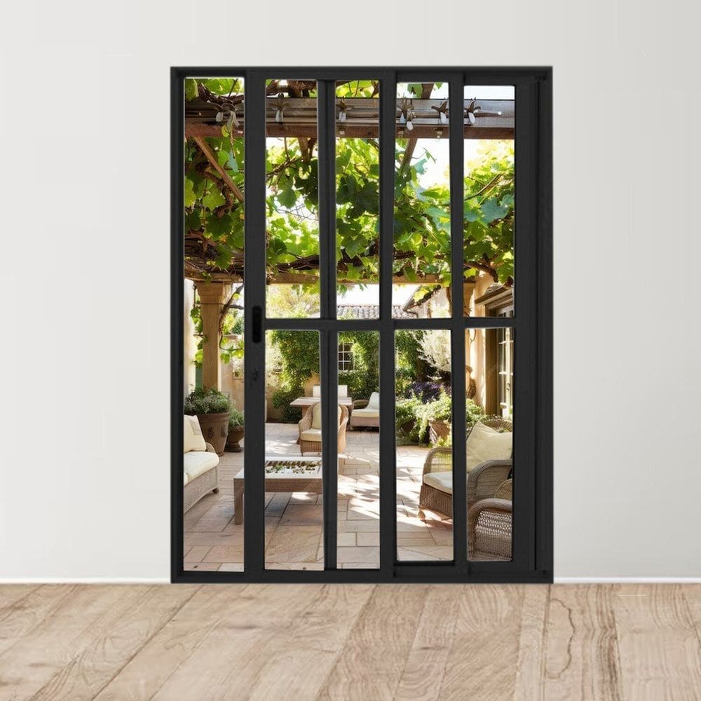 Porta Sacada de Alumínio 3 Folhas Móveis 210 X 120cm com Fechadura Linha 25 Preto