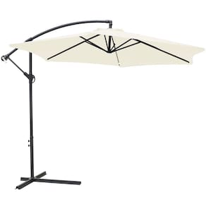 Ombrelone Lateral Suspenso 3M Jardim de Alumínio com Base Manivela Capa Branco Importway IWOBLC-3BR
