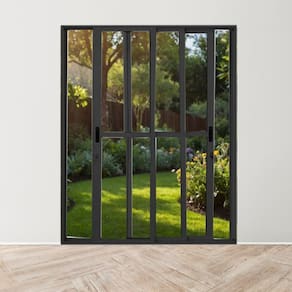 Porta Sacada de Alumínio 3 Folhas Móveis 210 X 150cm com Fechadura Linha 25 Preto